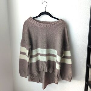 Lavender Striped Fall Oversized Sweater Charlotte Russe Size Small